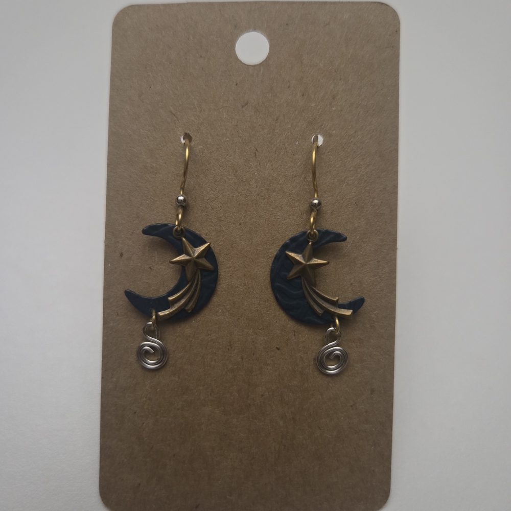 NEW! Gold and Silver Moon Star Earrings